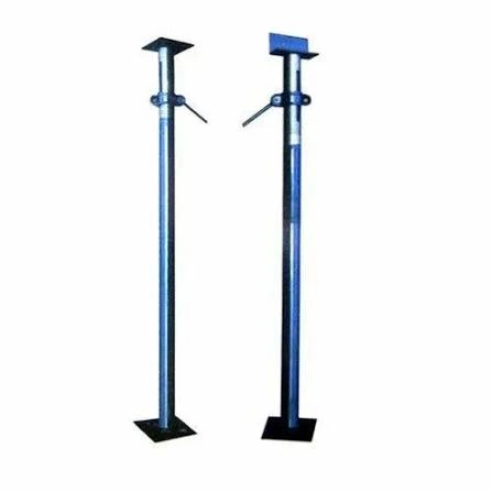 Construction props with flat head plate and U-head for formwork and beam support
