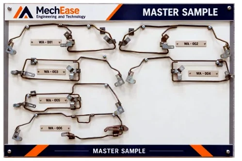 Master Sample board of welded rod and bracket assemblies WA-001 to WA-006 from MechEase Engineering