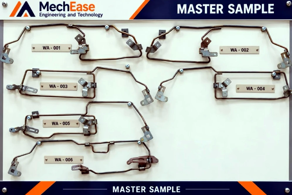 MechEase Master Sample board of welding assemblies WA-001 to WA-006